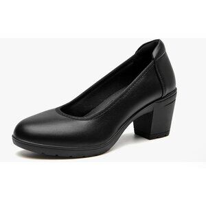 Selene Pairs Women’s Low Block Heel Pumps Round Toe Slip On Dress Shoes